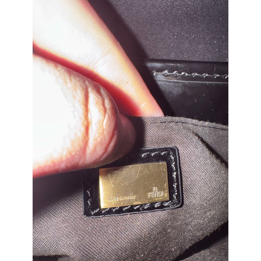 Vintage Fendi Zucca Monogram Baguette Bag Brown Canvas Black Leather Shoulder - Picture 14 of 16